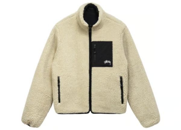 Stussy 8 Ball Sherpa Reversible Jacket – Cream