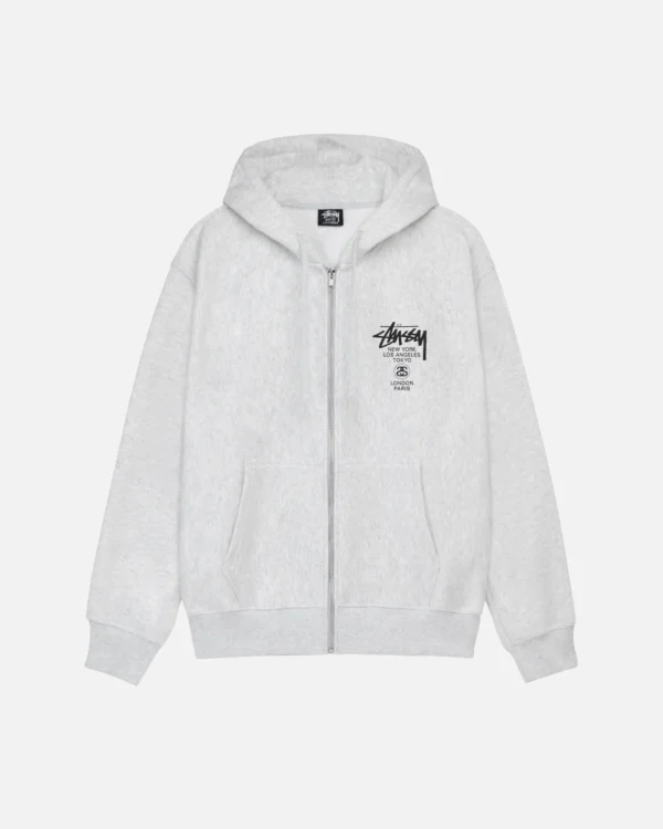 WORLD TOUR ZIP GRAY HOODIE