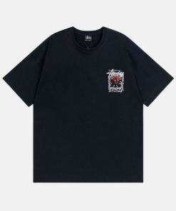 Stussy Camellias Pigment Dyed Black T-Shirt